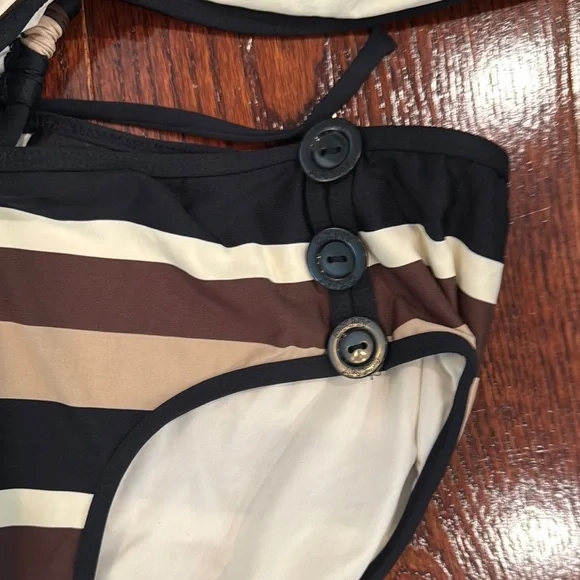 DKNY Striped Black and Brown Bikini Set - Picture 4 of 4